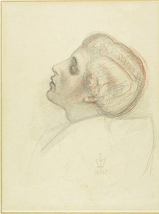 Estudio para la cabeza del amante salvador en Fuga del hereje de Sir John Everett Millais