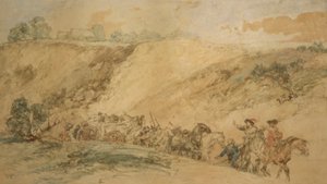 Carros del ejército en un barranco, c. 1837-1897 de Sir John Gilbert