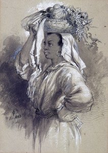 Niña con fruta, 1849 de Sir John Gilbert