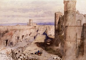 Castillo de Harlech desde las murallas, Gales, 1850