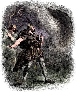 Macbeth y Banquo encontrando a las tres brujas