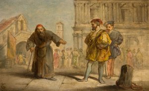 Escena de El Mercader de Venecia de Shakespeare de Sir John Gilbert