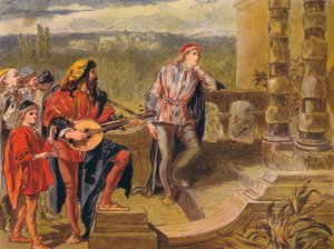 El músico canta en Los dos caballeros de Verona: Acto IV Escena II, c1875 de Sir John Gilbert