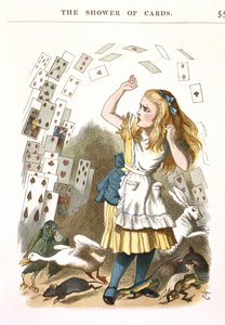 La lluvia de cartas. Ilustración para Alicia en el País de las Maravillas de L. Carroll, 1890