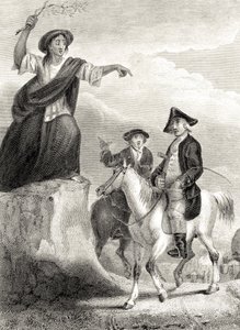 Meg Merrilies prediciendo la Caída de la Casa de Ellangown, ilustración de 