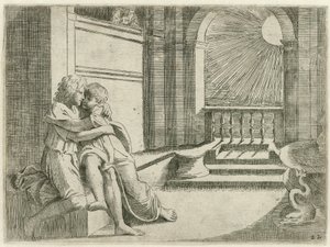 Abimelec ziet Isaak Rebekka liefkozen Bijbelse scènes (título de la serie) Historia del Testamento Vecchio / Pintado en Roma en el Vaticano por Raffaelle di Urbin (...) (título de la serie)