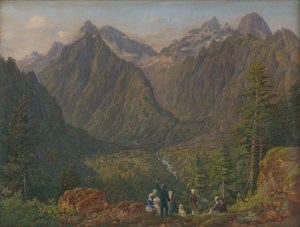 Paisaje de Tatra con figuras, 1855 de Slovakian School