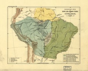 Áreas de distribución de los tipos de arco y flecha en Brasil central. LOC 2003627075 de Smithsonian Institution