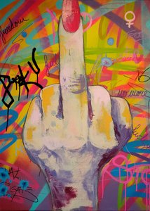 Arte colorido con el dedo corazón de Sofia Toborg