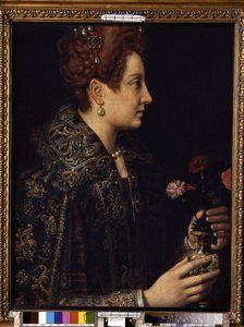 ""Retrato de mujer de perfil"" (Retrato femenino) Pintura de Sofonisba Anguissola (circa 1532-1625) Dim. 68,5x52,5 cm Museo del Hermitage, San Petersburgo de Sofonisba Anguissola