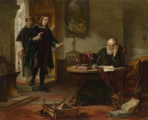 John Milton visitando a Galileo Galilei. 1847 de Solomon Alexander Hart