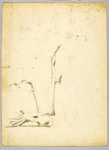 Troncos de árbol y ovejas de Solon H. Borglum