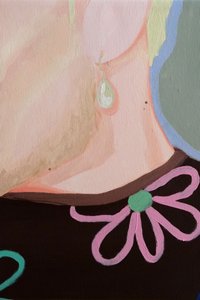 Mujer rubia y flor rosa de Sophia Novosel