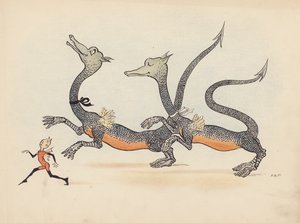 Ilustración para Little Twin Dragons de S Rosamond Praeger (litografía en color)