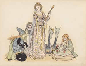 Ilustración para Little Twin Dragons de S Rosamond Praeger (litografía en color)
