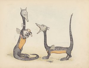 Ilustración para Little Twin Dragons de S Rosamond Praeger (litografía en color)