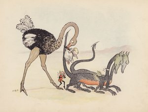 Ilustración para Little Twin Dragons de S Rosamond Praeger (litografía en color)