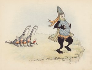 Ilustración para Little Twin Dragons de S Rosamond Praeger (litografía en color)