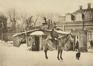 El autor ruso Leo Tolstoy a caballo, Moscú, Rusia, 1900s de Sophia Andreevna Tolstaya