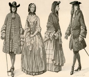 Vestimenta durante los reinados de Carlos II, Jacobo II, Guillermo y María 1682-1700, 1903, 1937