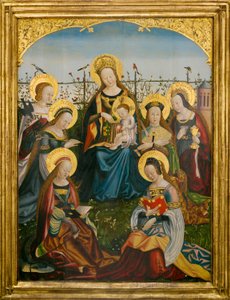 Tríptico de la Virgen y el Niño con santos (panel central) de South German School