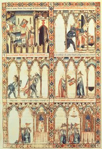 102-0002738 T.I.I. Cantiga 34, ilustración de las "Cantigas de Santa María", realizadas bajo la dirección de Alfonso X ("El Sabio") rey de Castilla y León (1221-84) (vitela) (véase también 68647) de Spanish School