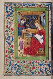 Add 18193 f.48v La Sagrada Familia en la carpintería de José, en latín con rúbricas en español, de un 