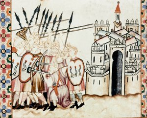 Ejército de los moros defendiendo una ciudad (detalle) de Spanish School