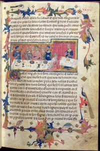 Banquete ofrecido por el padre Martell a Jaime I (1208-76) en Tarragona en 1228 en el que se acordó la conquista de las Islas Baleares, extraído del "Libre dels Feits" (vitela) (véase también 113569)