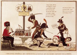 Caricatura de los beneficios obtenidos por Napoleón Bonaparte en España de Spanish School