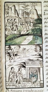 Códice de la conquista de México: los emisarios de Moctezuma II, emperador azteca, al encuentro de los españoles de Spanish School