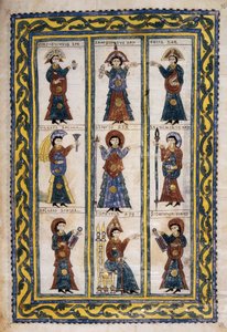 Consejo de Obispos Hispanos bajo la ocupación visigoda entre 506 y 679 probablemente un Consejo de Toledo, de las Glosas Emilianenses, 992-994 (manuscrito iluminado) de Spanish School