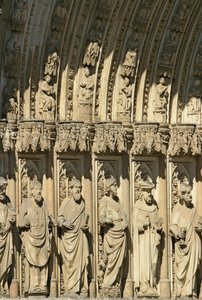 Detalle del Portal del Perdón, portal central de la fachada oeste de la Catedral de Toledo, comenzada en 1418 de Spanish School