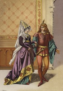 Noble europea y juglar, siglo XV de Spanish School