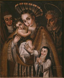 Ex voto, Sagrada Familia con Santa Ana y la monja de la Abadía, Ana de Ibaizabal
