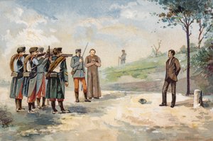 Ejecución por fusilamiento del revolucionario republicano Froilán Carvajal, España, 1869