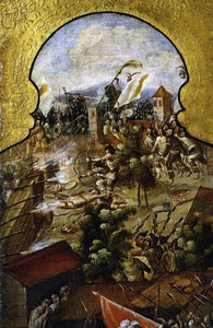Lucha entre españoles e indígenas fuera del castillo de Chapultepec
