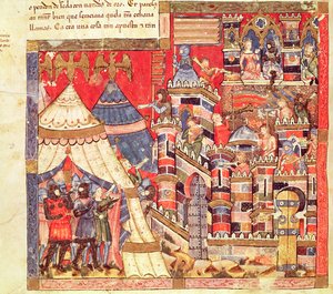 Fol.40v El Campamento Griego y la Ciudad de Troya, del Códice Benito Santa Mora