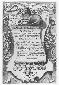 Frontispicio para Liber Theologiae Moralis, de Antonio Escobar y Mendoza, 1656