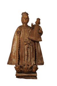 Tallado en madera de la Virgen y el niño, colonial español de Spanish School