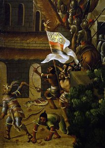 Indígenas luchan contra los españoles con arcos y flechas