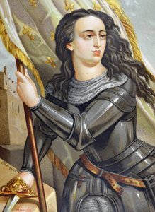 JUANA DE ARCO, Santa (1412-1431). Heroína francesa durante la Guerra de los Cien Años. Ilustración de Hombres y mujeres célebres, por Juan Landa Seix