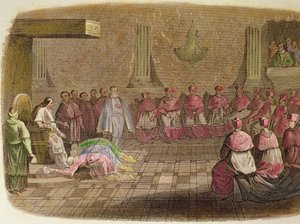 Los embajadores japoneses se postran a los pies del Papa Gregorio XIII en 1585 de Spanish School