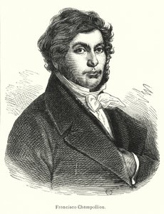 Jean-Francois Champollion, erudito francés, filólogo y descifrador de jeroglíficos egipcios antiguos (litografía)