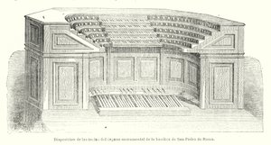Disposición de las teclas del órgano monumental de la Basílica de San Pedro, Roma
