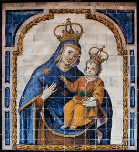Nuestra Señora del Pueblo - Azulejos (loza) alrededor de 1670, por un anónimo sevillano, del convento del pueblo en Sevilla (España) - Museo de Bellas Artes de Sevilla, España de Spanish School