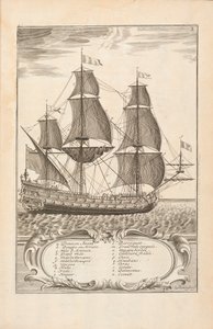 Lámina 3 de Lart des Armées Navales por Paul Hoste, León, 1727