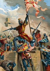 Ramon Berenguer IV, conde de Barcelona, capturando Tortosa de los musulmanes en 1148 de Spanish School