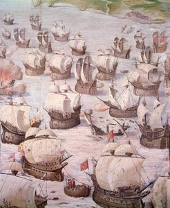 Regata de galeones españoles durante una expedición a las Azores en 1582 bajo Felipe II de Spanish School
