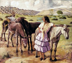 Regreso de la feria, entre Puerto Real y Jerez de la Frontera (España). Pintura anónima. Óleo sobre lienzo, primera mitad del siglo XX, arte español. Museo de Cádiz de Spanish School